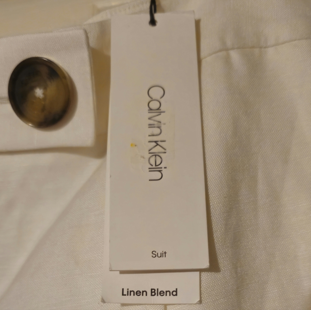White Calvin Klein Linen Pants Sz 8 NWT - Picture 4 of 4